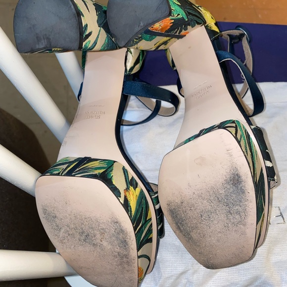Stuart Weitzman
Women's green Botanic Jacquard block heel sandals - Picture 7 of 14